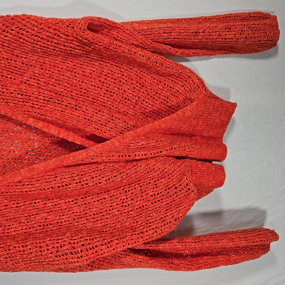 Billabong Orange Sweet Bliss Surplice Open Knit Sweater Small - Picture 4 of 7